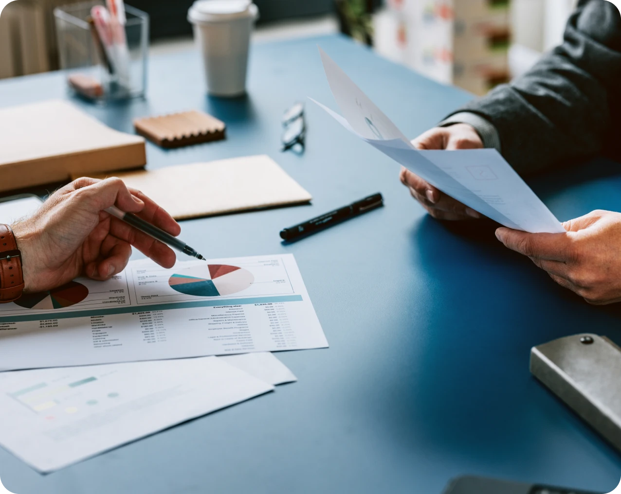 Analyzing data with graphs on table