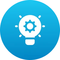 Light bulb with gear icon