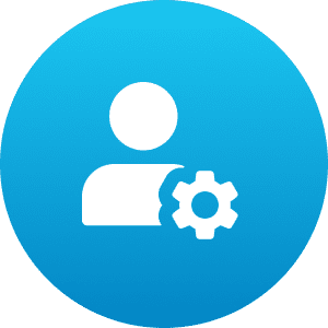User settings icon in blue circle